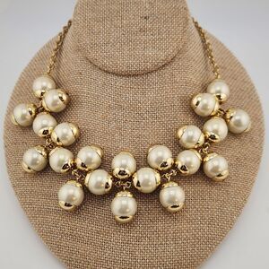 J-Crew Cha-Cha Statement Necklace Cream Glass Pearl Bauble Maximalist Going Out